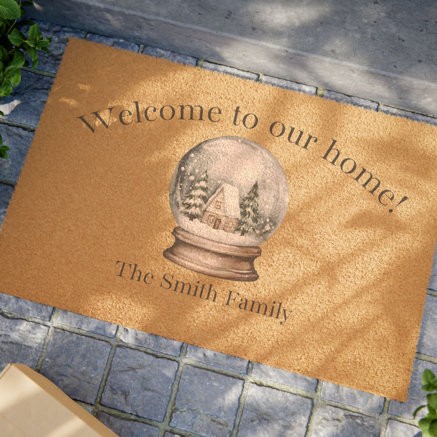 Welcome Home Snow Globe Doormat - Customize with Your Name!