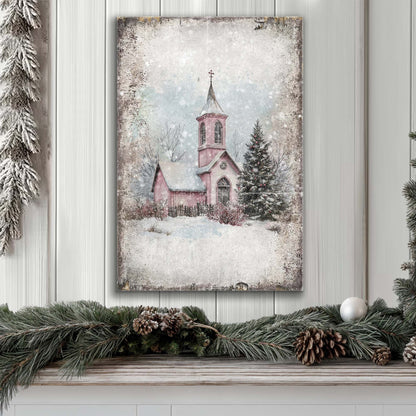 Vintage Church Christmas Canvas Wall Art