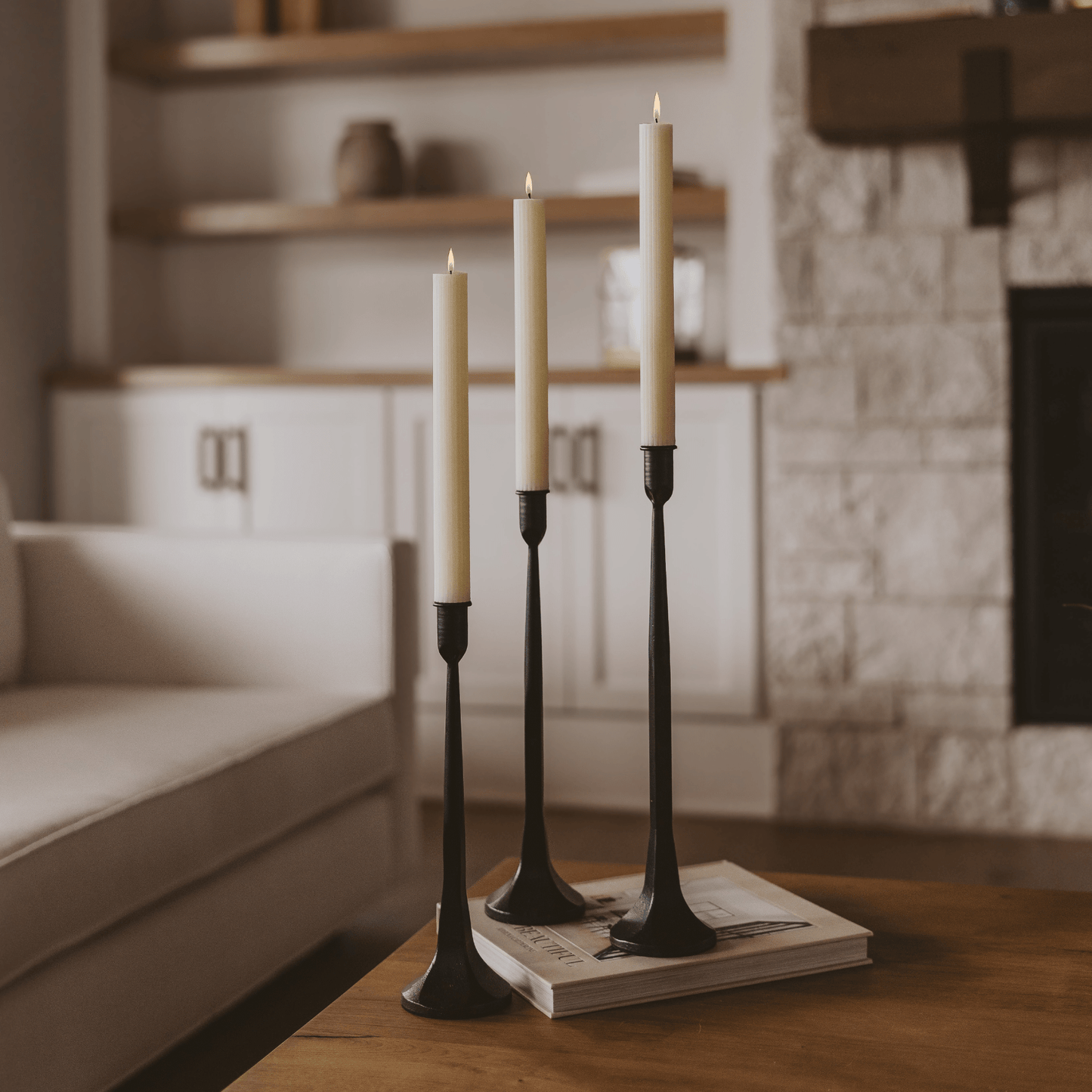 Cast Iron Taper Candle Holders - Set of 3