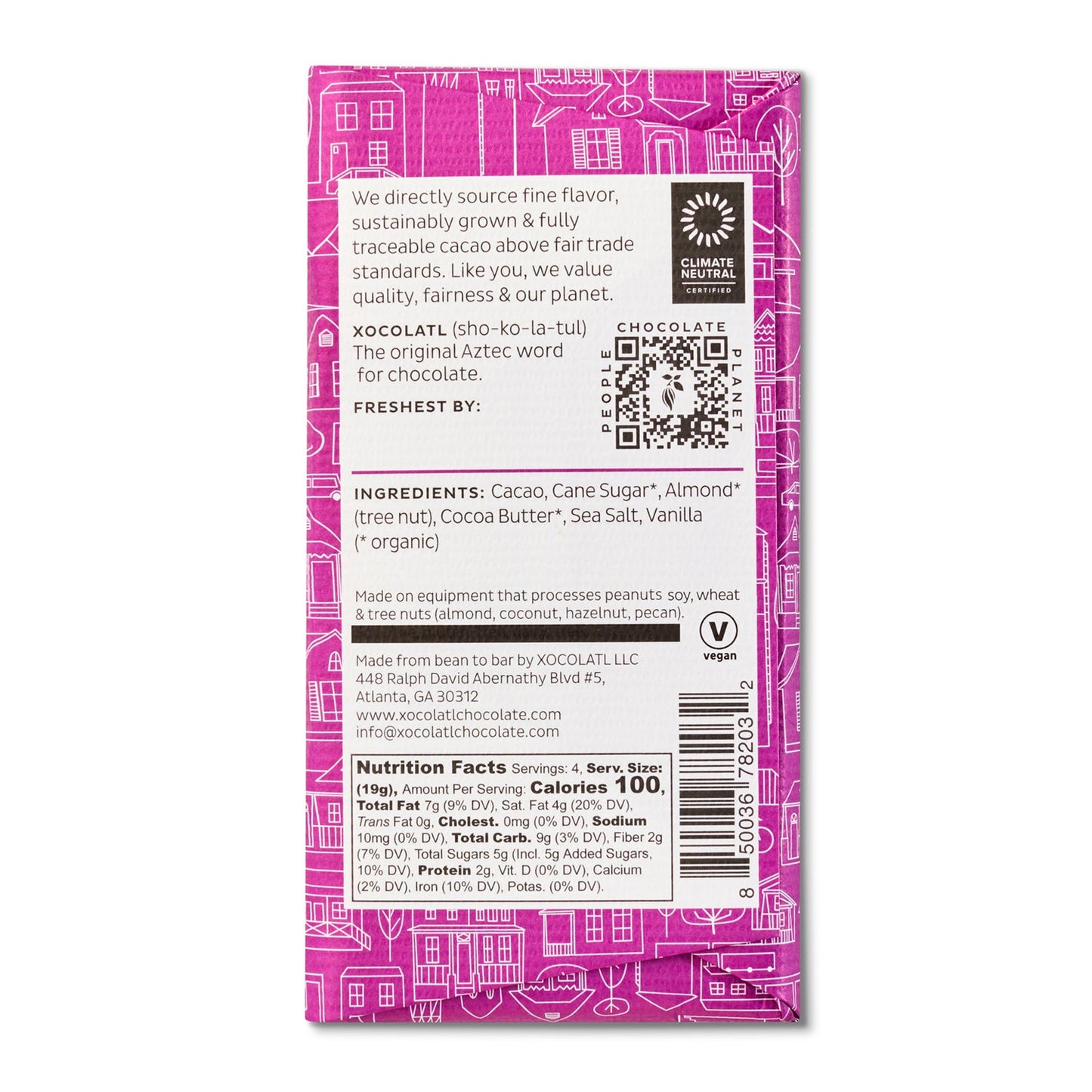 Xocolatl Go Nuts! Dark Chocolate Almond & Sea Salt Bar