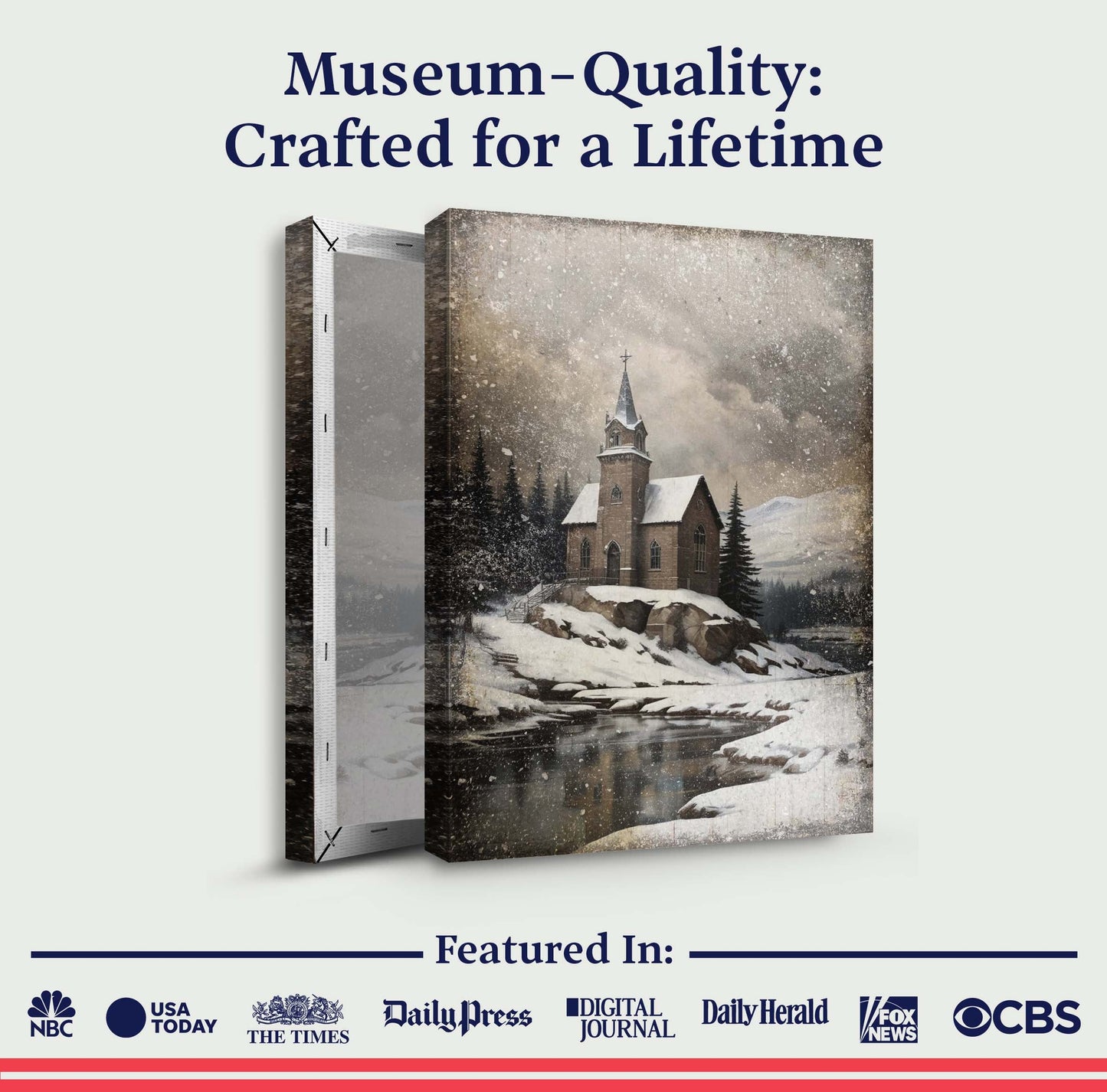 Vintage Church Christmas Canvas Wall Art II