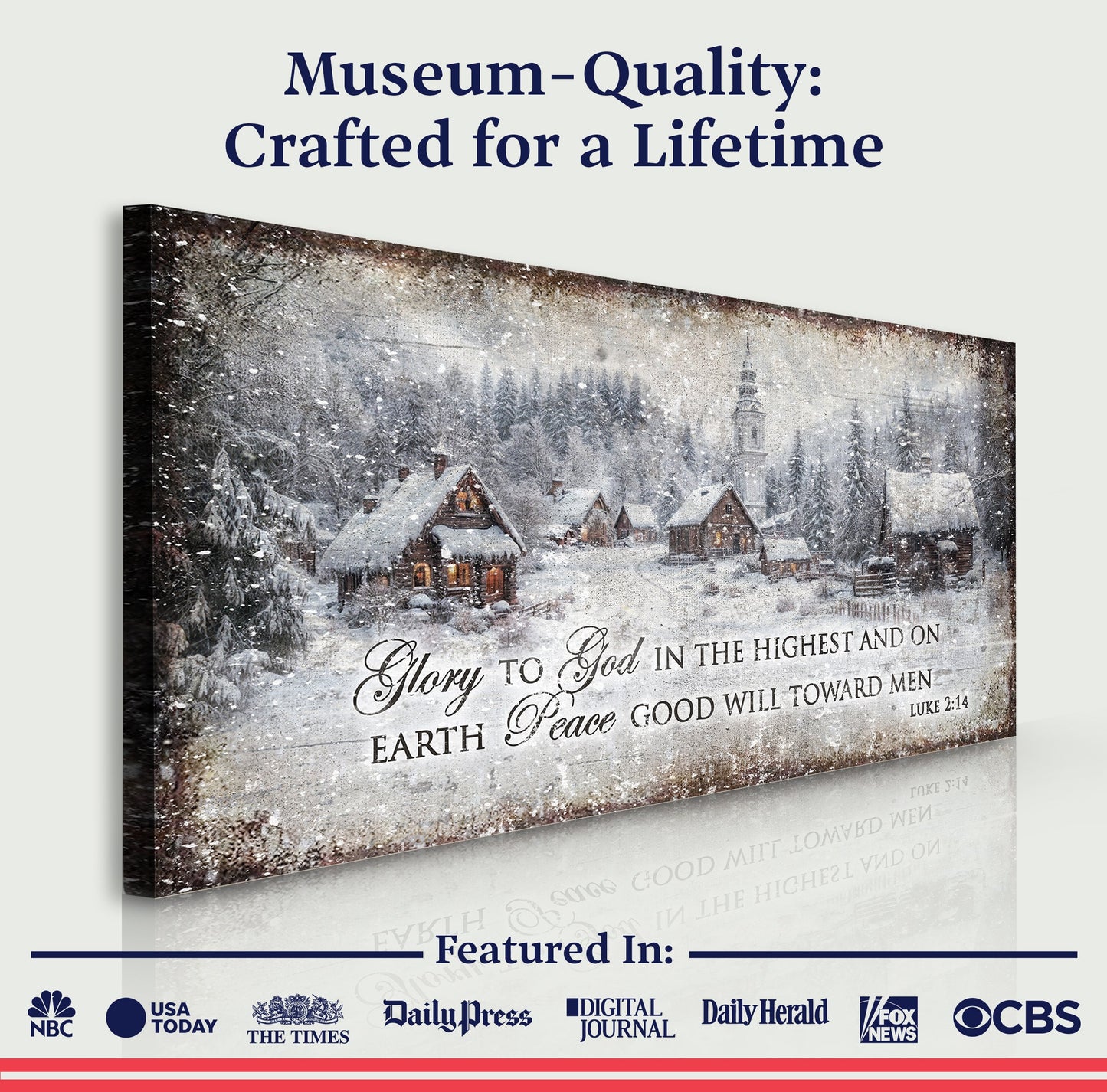 Vintage Christmas Village Luke 2:14 Scripture Sign