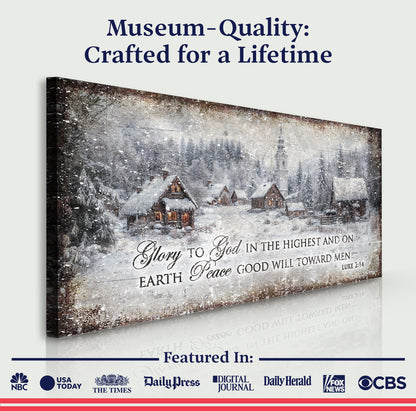 Vintage Christmas Village Luke 2:14 Scripture Sign