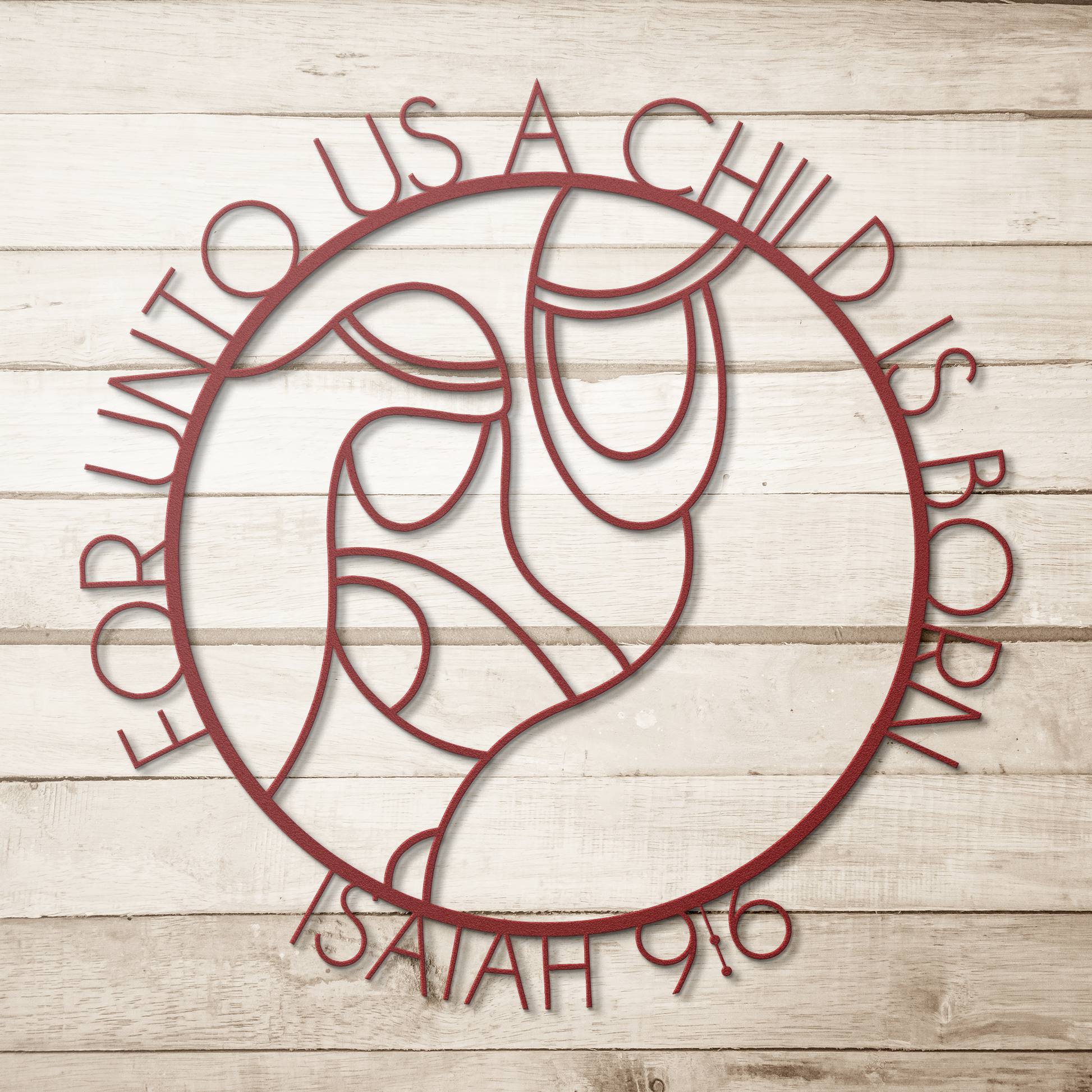 Isaiah_96_Christmas_Metal_Wall_Hanging_Red_Simple_Wood_BKGD_Mockup.png