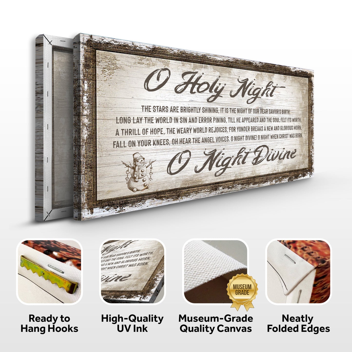 O Holy Night Christmas Rustic Canvas