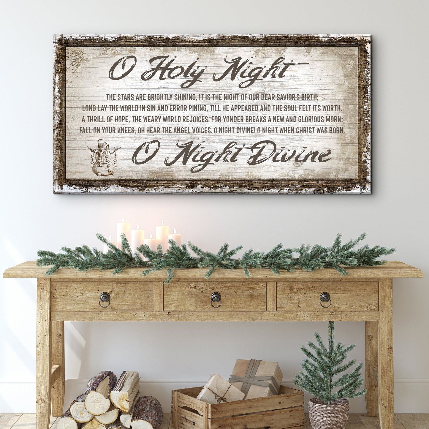 O Holy Night Christmas Rustic Canvas