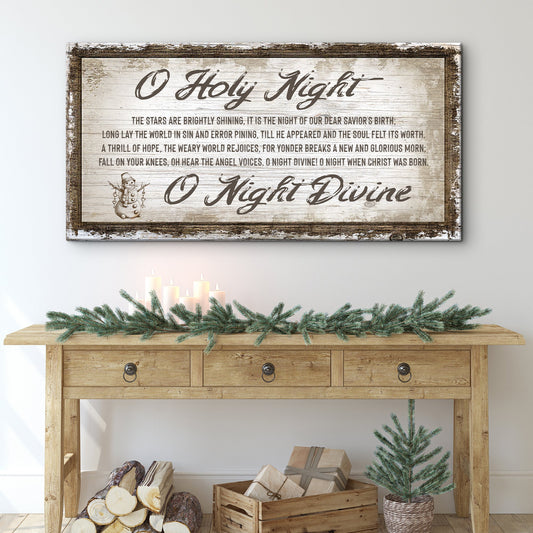 O Holy Night Christmas Rustic Canvas