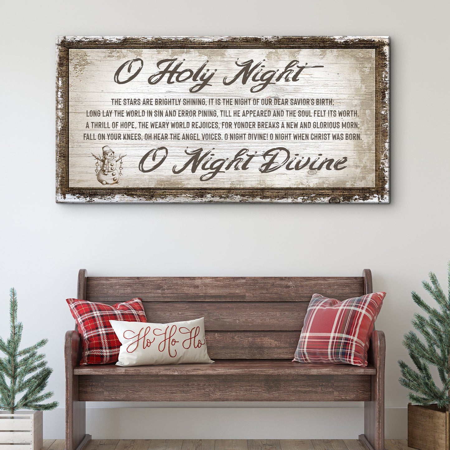 O Holy Night Christmas Rustic Canvas