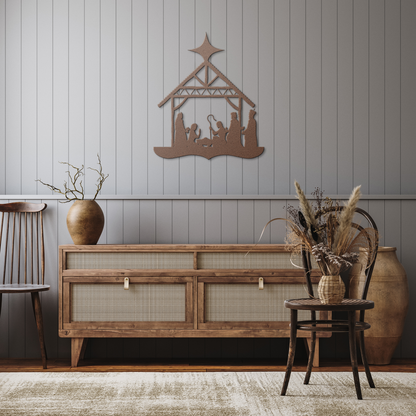 Nativity_Silhouette_Metal_Wall_Hanging_Copper_Rustic_Hallway_Mockup.png