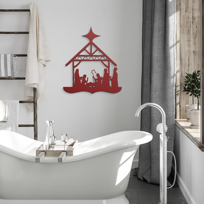 Nativity_Silhouette_Metal_Wall_Hanging_Red_Modern_Bathroom_Mockup.png