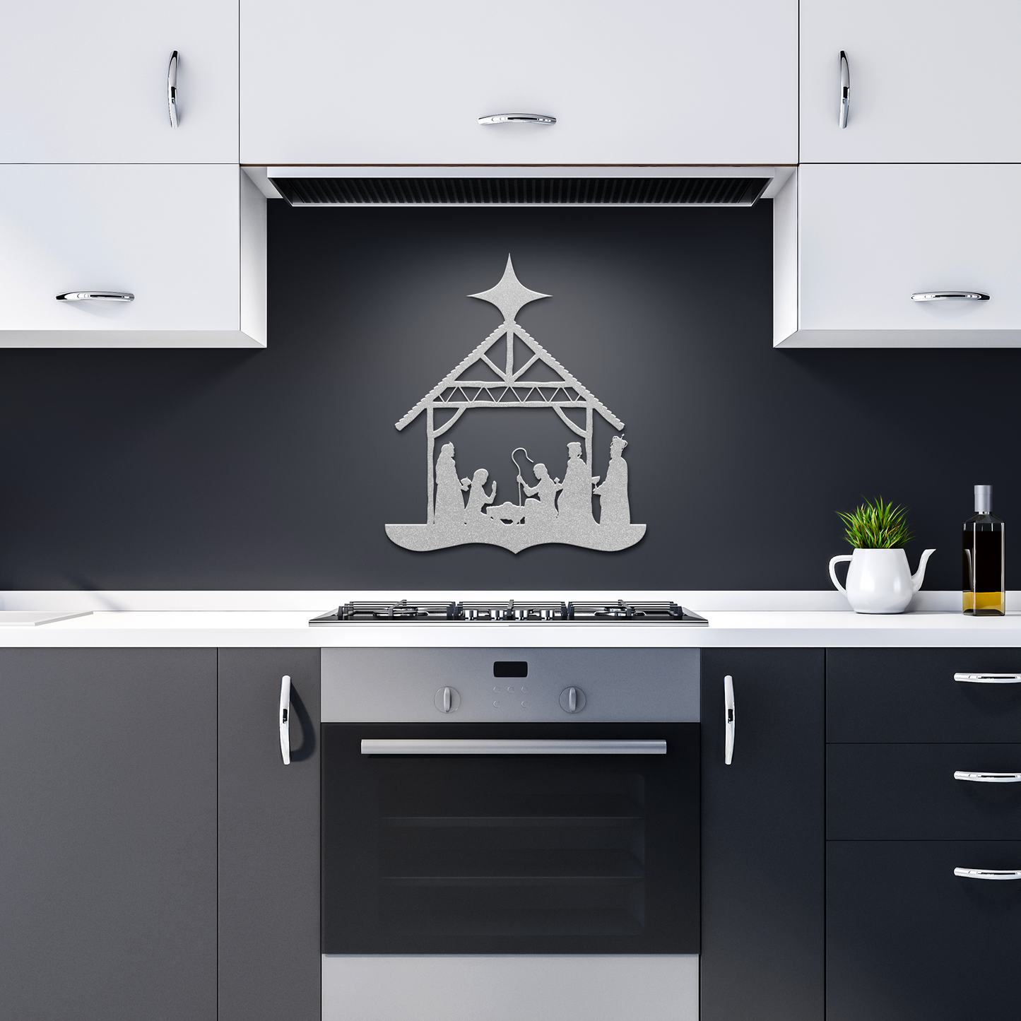 Nativity_Silhouette_Metal_Wall_Hanging_Silver_Dark_Kitchen_Mockup.png