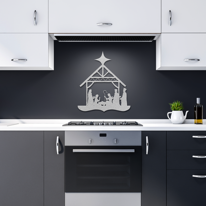 Nativity_Silhouette_Metal_Wall_Hanging_Silver_Dark_Kitchen_Mockup.png