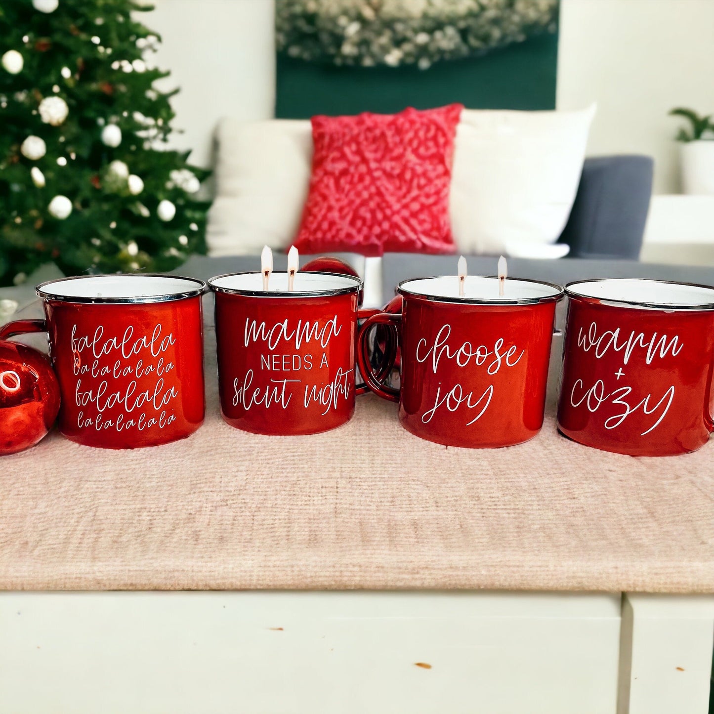 16oz Reusable Red Metal Candle Mug