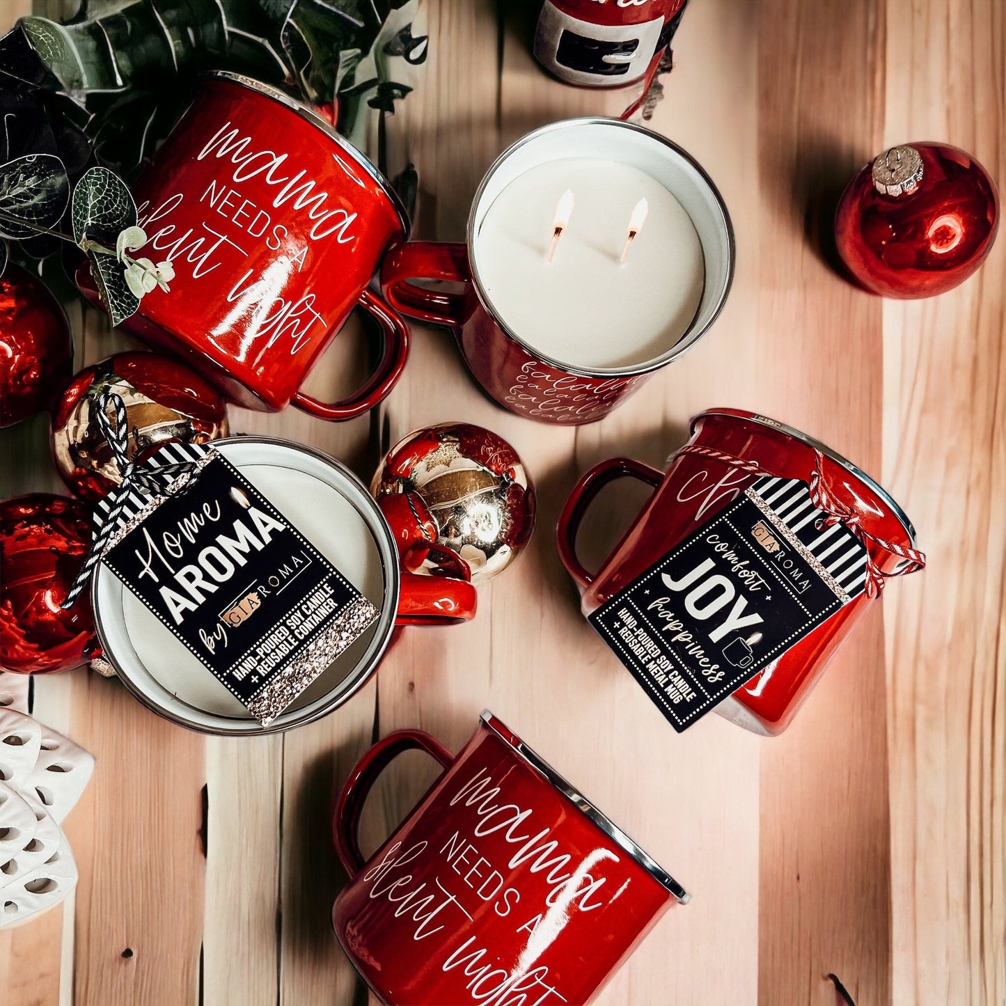 16oz Reusable Red Metal Candle Mug