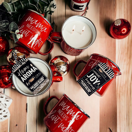 16oz Reusable Red Metal Candle Mug