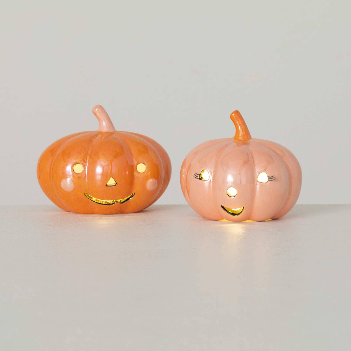 Ceramic Jack-O’-Lanterns - Set of 2