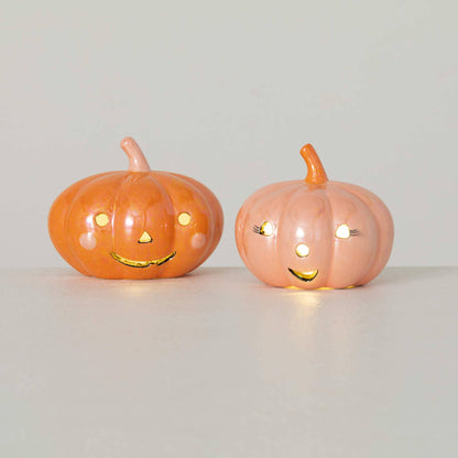 Ceramic Jack-O’-Lanterns - Set of 2