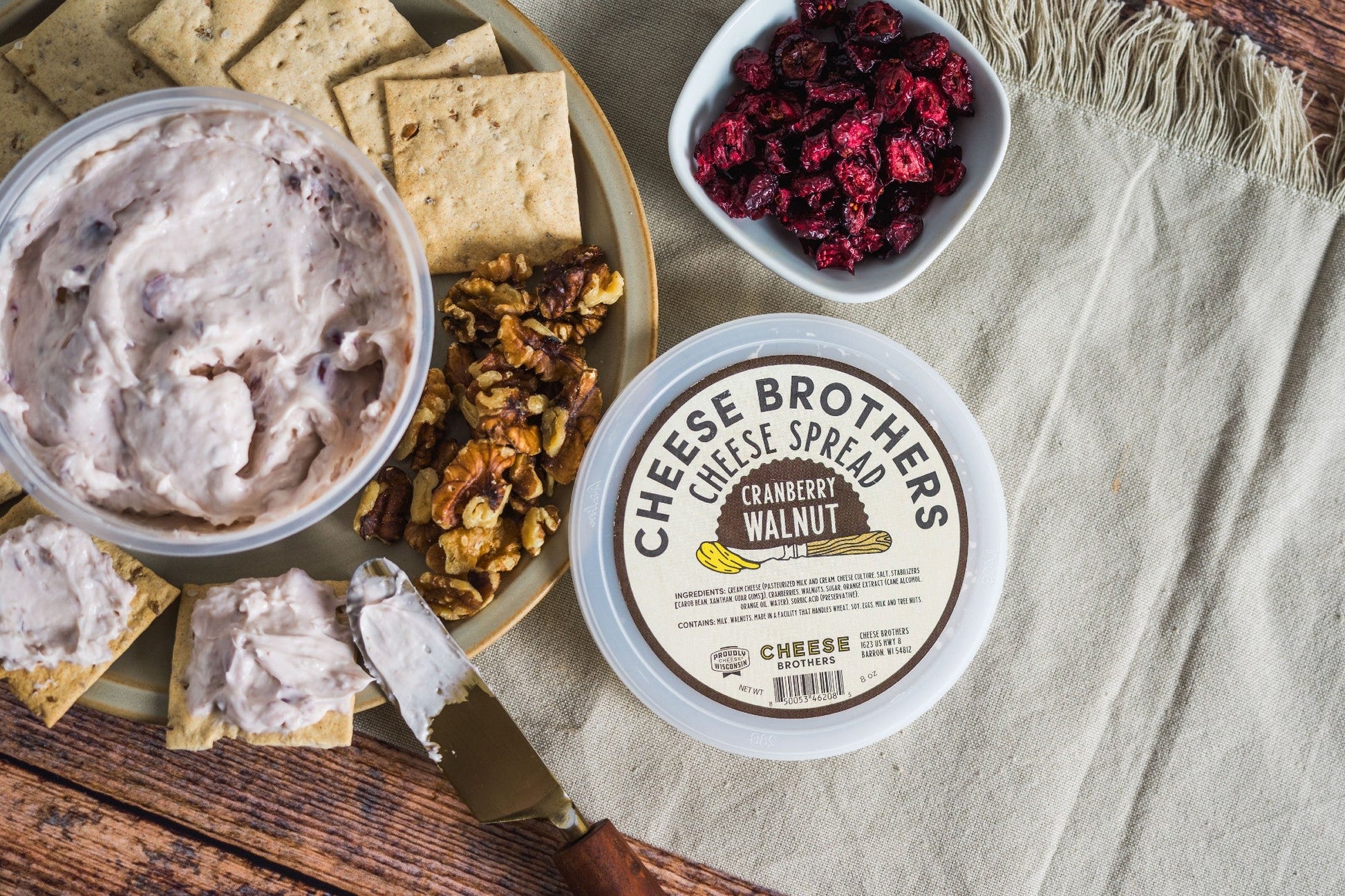 Cranberry walnut cream cheese spread from Wisconsin