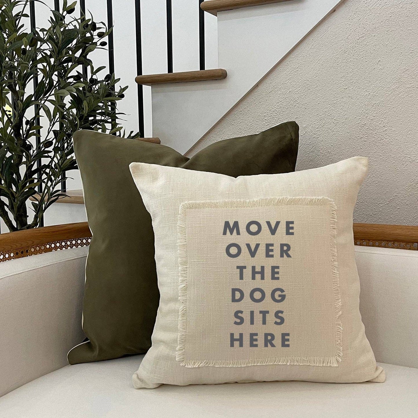Move Over the Dog Sits Here Throw Pillow