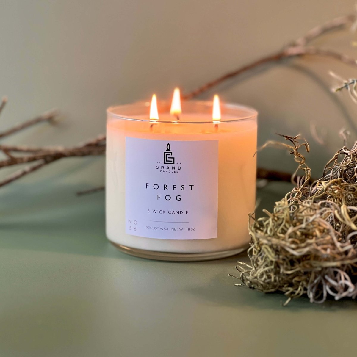 Forest Fog Soy Candle – Earthy Cedarwood & Moss Blend