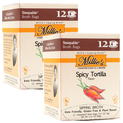 Millie’s Spicy Tortilla Sipping Broth – 2 Box Pack (24 Servings)
