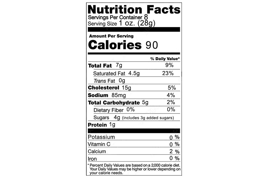 Nutrition facts label on a white background