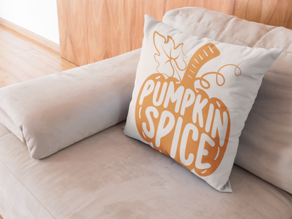 Cozy Pumpkin Spice Fall Throw Pillow – 18" x 18"