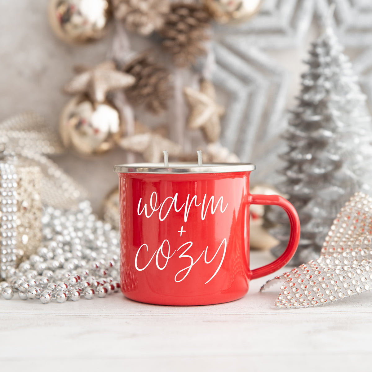 16oz Reusable Red Metal Candle Mug